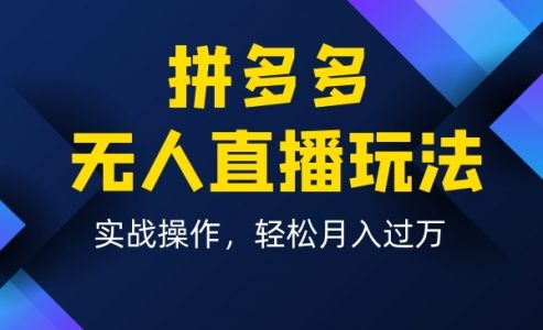 拼多多无人直播玩法，实战操作，轻松月入过万