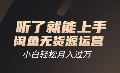 闲鱼无货源运营方案，听了就能上手，小白轻松月入过万