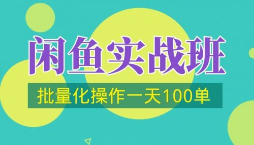 闲鱼实战班第2期，批量化操作一天100单