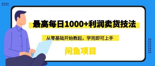 闲鱼项目：最高每日1000+利润卖货技法