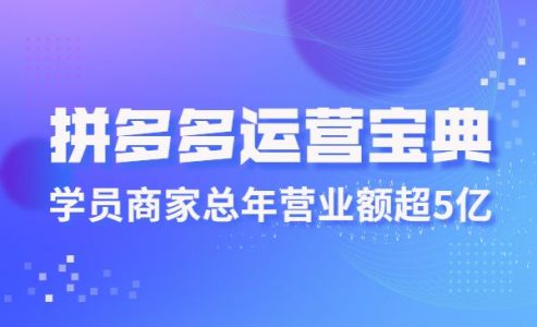 拼多多运营宝典，学员商家总年营业额超5亿