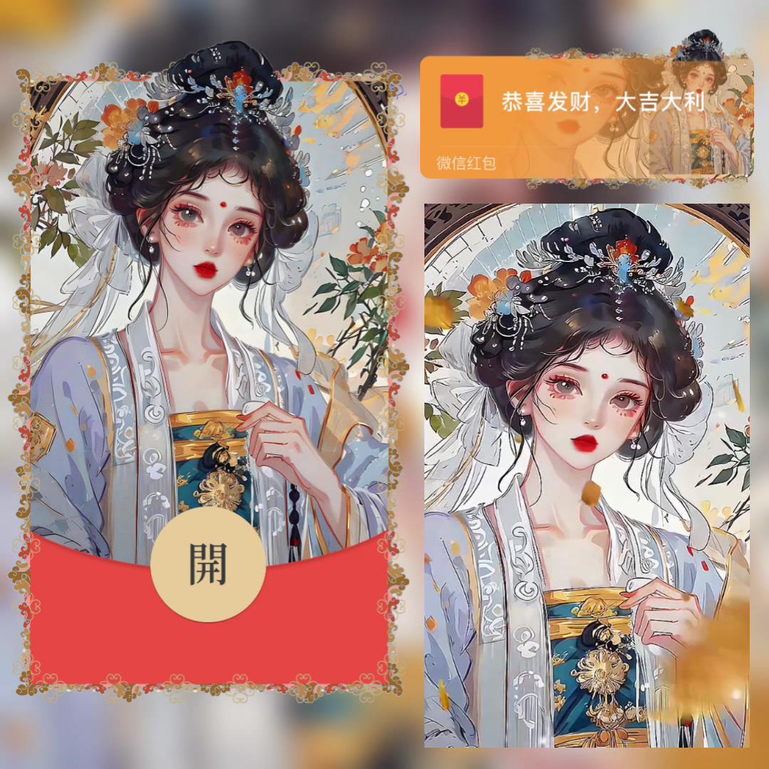 古风若夕-白（女款系列）-微信红包封面