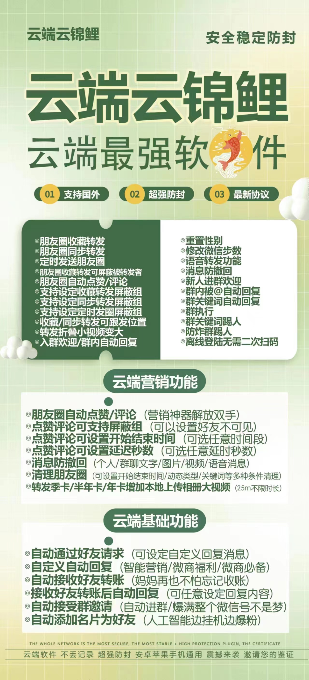 云端转发-云锦鲤官网-云端云锦鲤/一键转发/自动点赞/消息防撤回/自动回复/微信助手-月卡授权购买